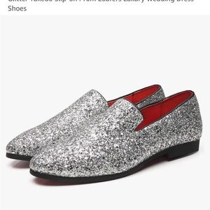 Men's Silver Glitter Loafers